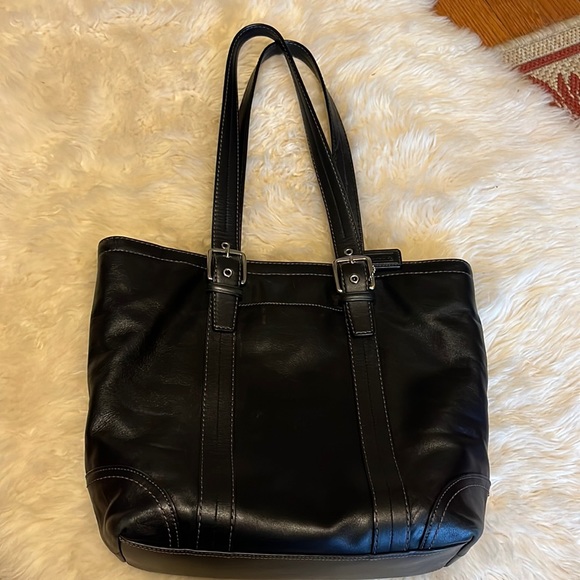 Coach black leather tote/shoulder bag - Picture 1 of 7